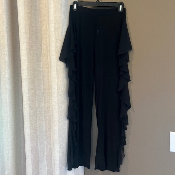 Women's Sheer Ruffle Beach Bottom Cover Up Pants, Size Medium - Picture 1 of 16
